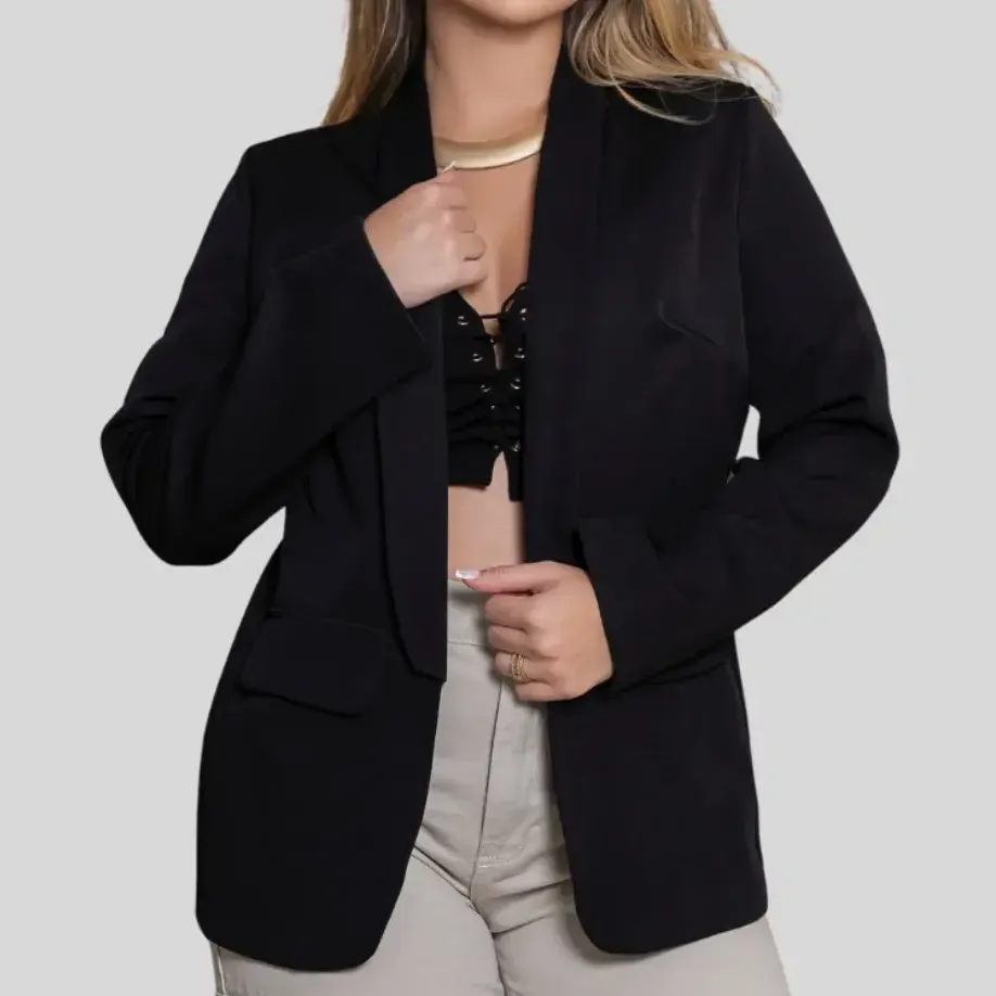 Blazer Feminino Alfaiataria Max Casual Social Elegante Chick — foto 6 de 7