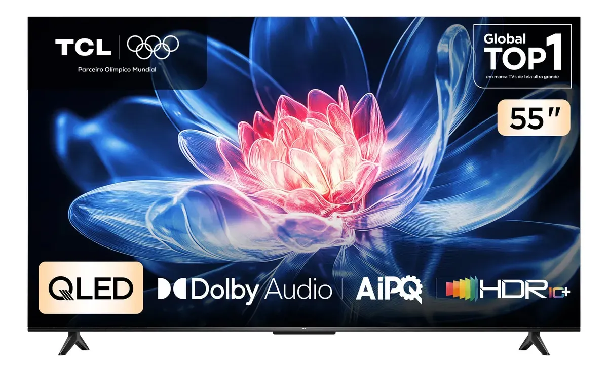 Smart TV TCL 55 Polegadas QLED 4K T6C WiFi Bluetooth Google TV Tela HVA e HDR10+ 55T6C — foto 3 de 8