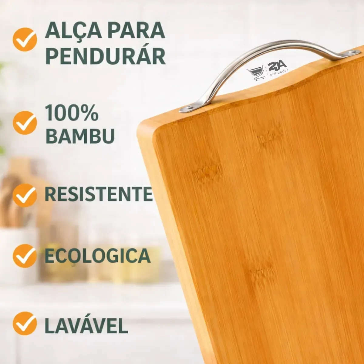 Tábua de Corte Retangular em Bambu com Alça para Servir Frios e Queijos — foto 5 de 8