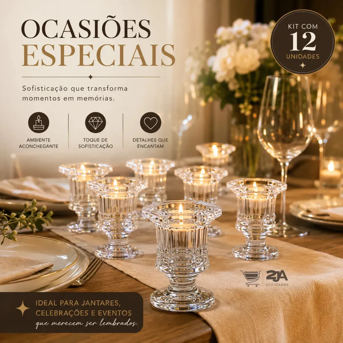 Kit 12 Castiçais de Vidro Elegantes para Velas — foto 7 de 8