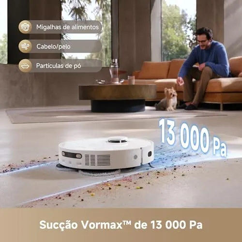 Dreame D20 Ultra Aspirador robô e Mopa, Sucção 13.000Pa, esvaziamento automático, limpeza automática da mopa, elevação da mopa, detecção ultrassônica de tapetes, fácil manutenção, 127v — foto 3 de 10