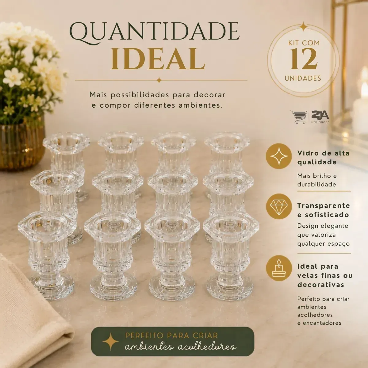 Kit 12 Castiçais de Vidro Elegantes para Velas — foto 8 de 8