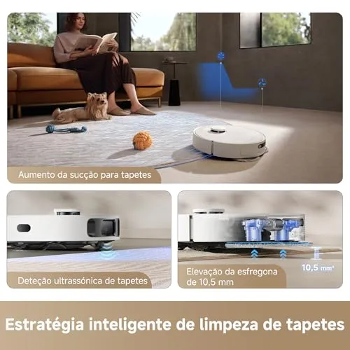 Dreame D20 Ultra Aspirador robô e Mopa, Sucção 13.000Pa, esvaziamento automático, limpeza automática da mopa, elevação da mopa, detecção ultrassônica de tapetes, fácil manutenção, 127v — foto 5 de 10