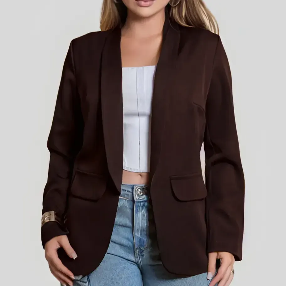 Blazer Feminino Alfaiataria Max Casual Social Elegante Chick — foto 5 de 7
