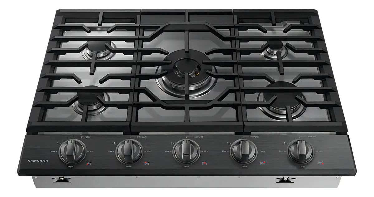 COOKTOP A GÁS SAMSUNG WI-FI COM 5 QUEIMADORES DUPLA CHAMA EM AÇO INOX PRETO 127V — foto 4 de 7
