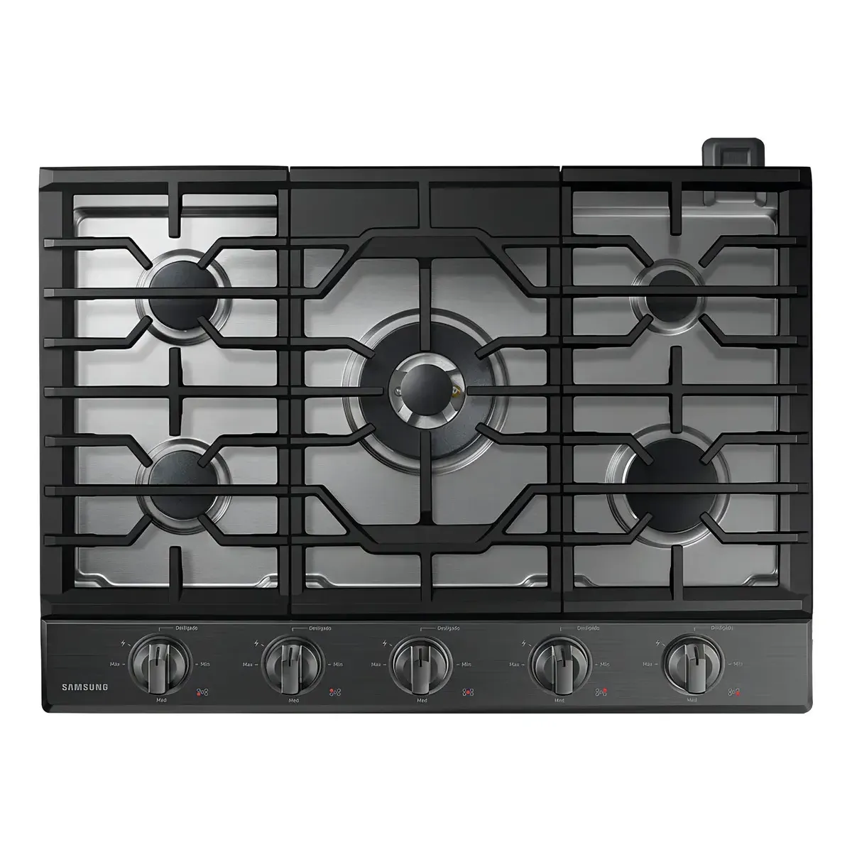 COOKTOP A GÁS SAMSUNG WI-FI COM 5 QUEIMADORES DUPLA CHAMA EM AÇO INOX PRETO 127V
